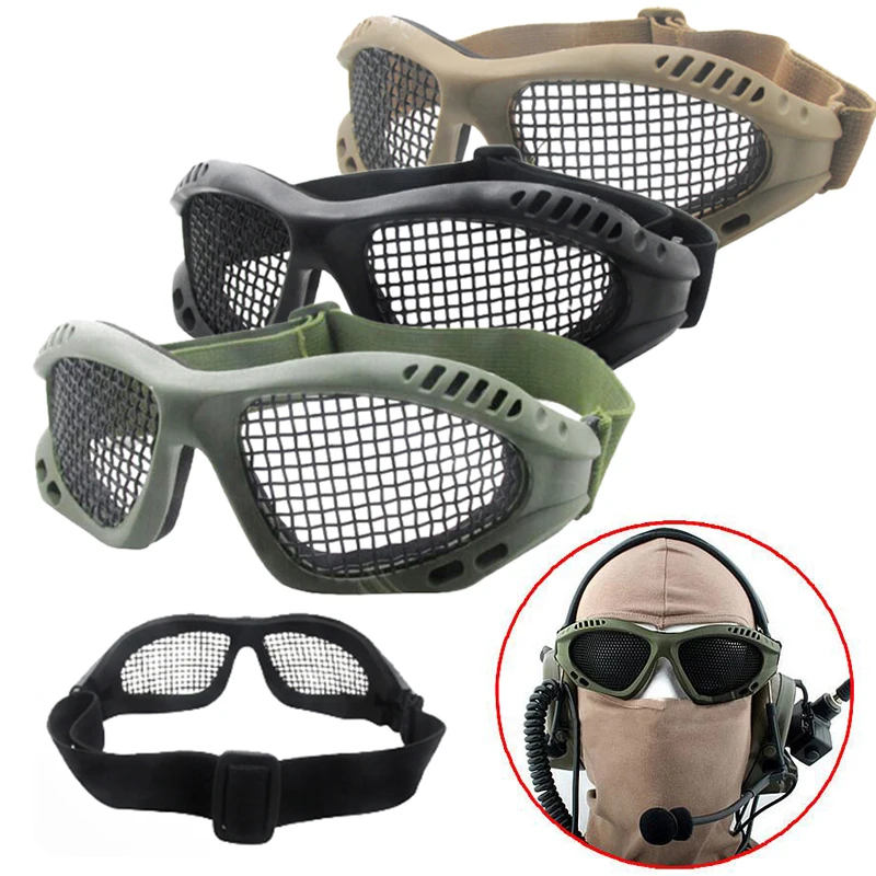 New Metal Steel Wire Mesh Hunting Eyewear Tactical Paintball Goggles Airsoft Net Glasses Shock Resistance Eye Game Protector