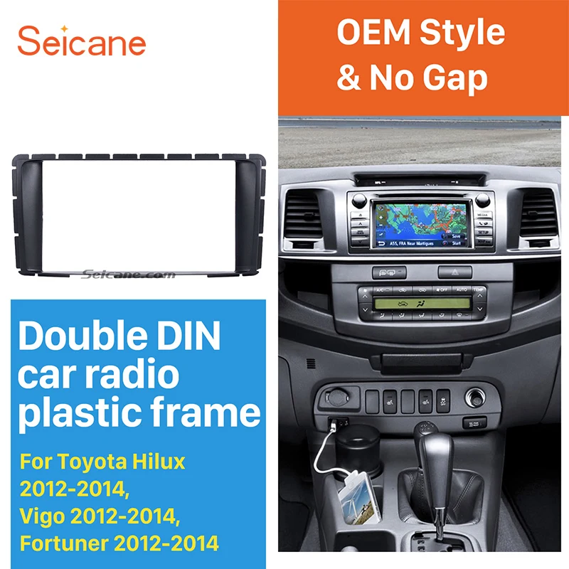 

Seicane Double Din Car Radio Fascia Stereo Interface Trim Kit for Toyota Hilux Vigo Fortuner Audio Cover Panel Plate