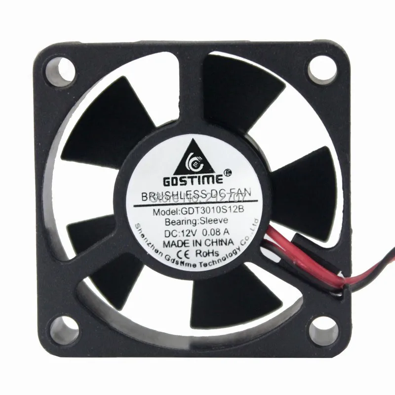 

2PCS XH2.54 2Pin 12V Small Micro Blushless DC Cooling Fan 30mm 30x30x10mm 3cm 5 Blade 3010