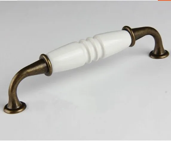 128mm Bronze Kitchen Cabinet Handle White Ceramic Drawer Pull 128mm Bronze Kitchen Cabinet Handle White Ceramic Drawer Pull Antique Br Dresser Cupboard Wardrobe Furniture Handles