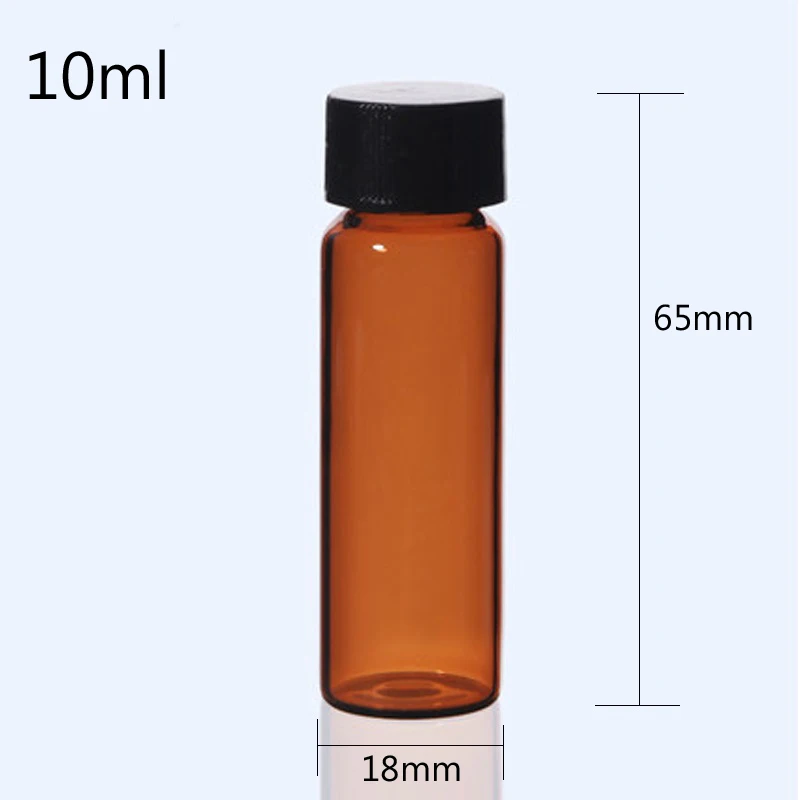 Все размеры коричневого стекла проба бутылки с PP крышкой+ PE pad эфирное масло бутылочный винт крышка стеклянная пробирка для лаборатории
