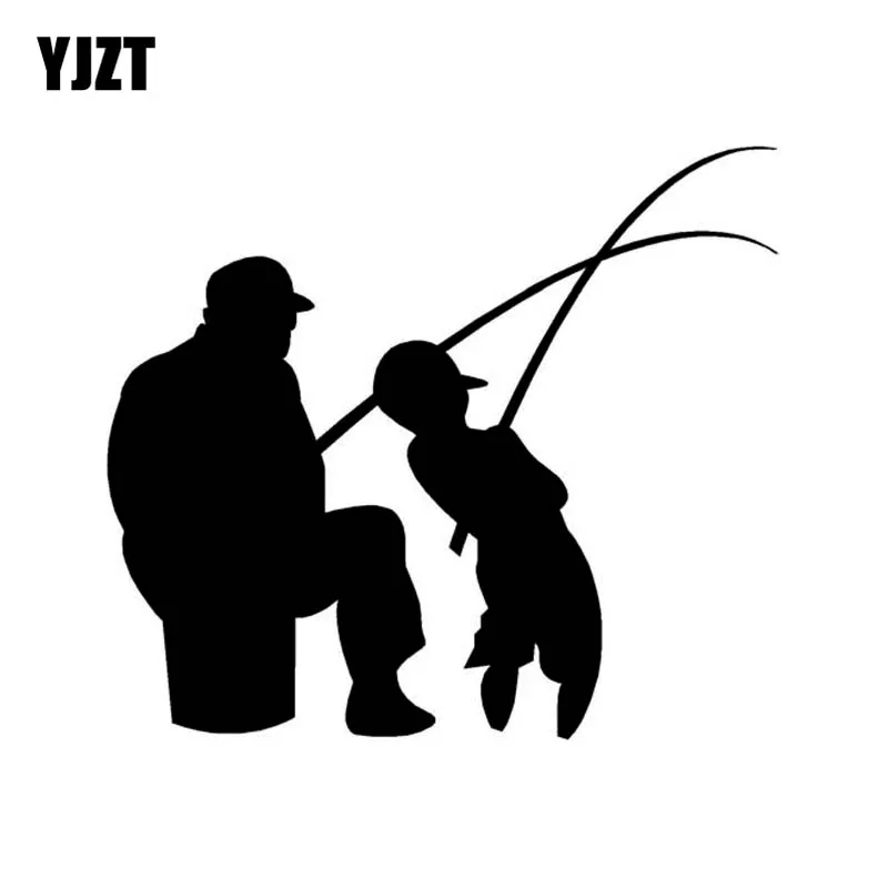 Download YJZT 14.2cm*16cm MAN AND BOY FISHING Fun Vinyl High quality Decor Decals Car Sticker Black ...