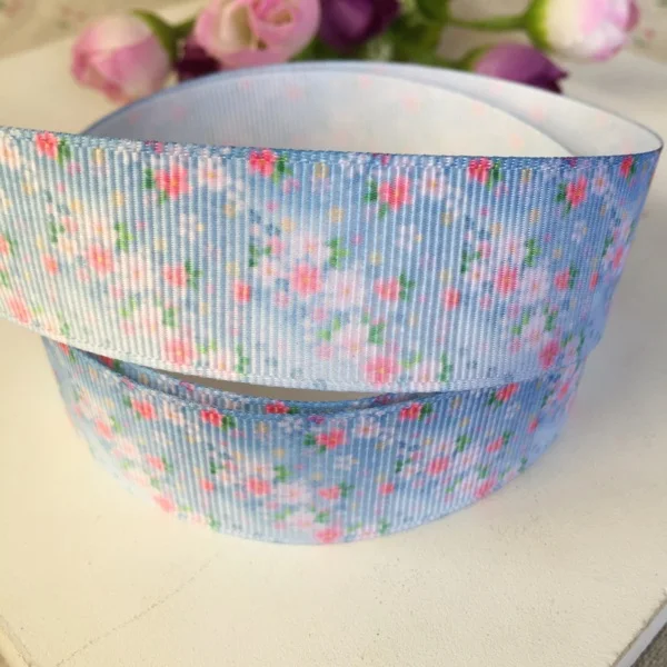 

25MM cartoon print small floral rib Ribbon DIY, flower rose ribbon, birthday gift ribbons, DIY jewelry accessories 5 yards