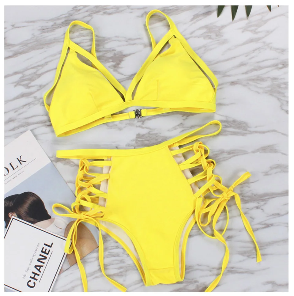 tie side high waisted bikini
