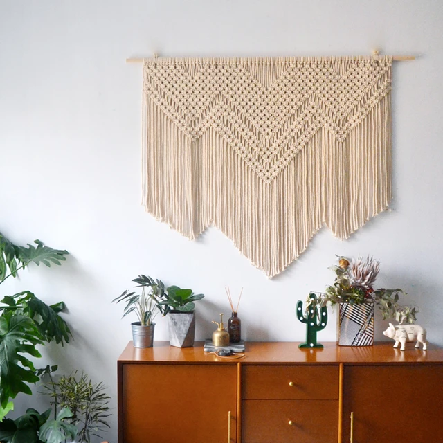 Macrame Wall Hanging Decoration Art Handmade Tapestry Murale Macrame Wall Hanging Decoration Art Handmade Tapestry Murale With Lace Fabrics Home Decor