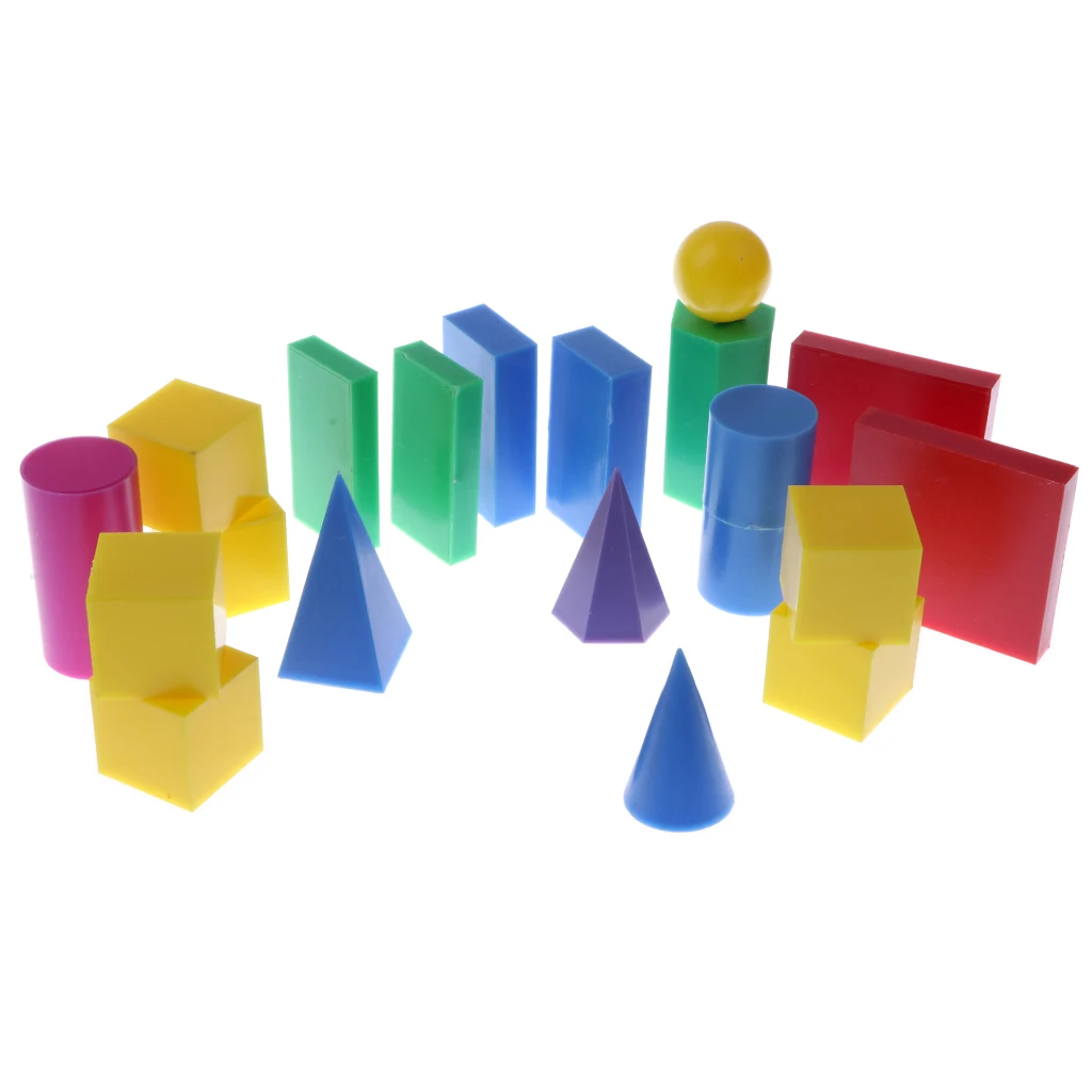 Plastic Geometric Solids 3D geometry Block Manipulatives Mathematics Math Toys 20pcs