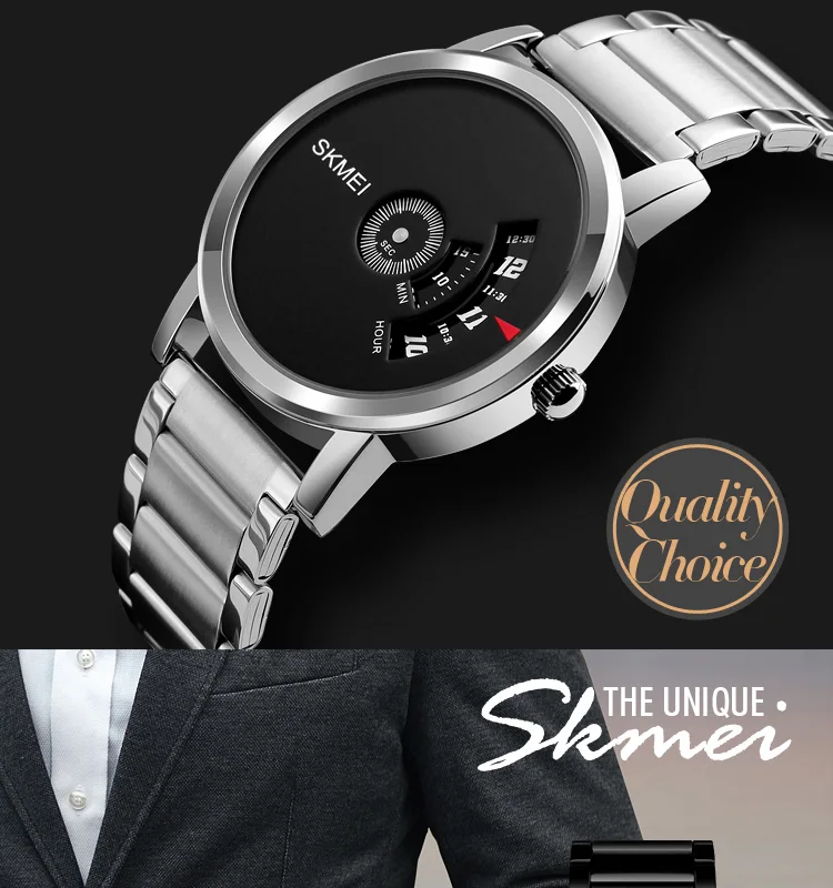SKMEI простой стиль Модные мужские кварцевые часы Роскошные креативные стальной ремешок водонепроницаемые повседневные мужские часы Relogio Masculino