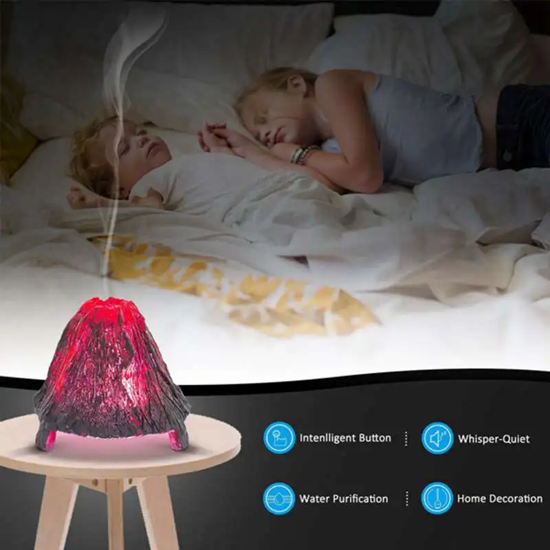 

Air Humidifier Mini Volcano Essential Oil Diffuser 90ml Capacity with Adjustable Mist Mode Waterless Auto Shut-off and 7 Color