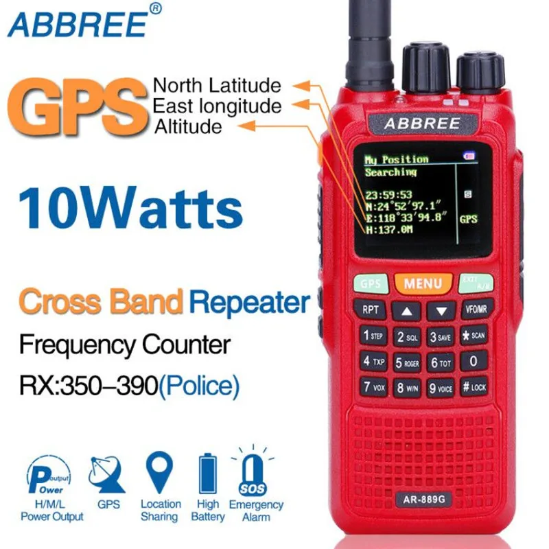 ABBREE AR 889G GPS обмена местоположения 10 Вт 999CH перекрестная полоса Ретрансляция