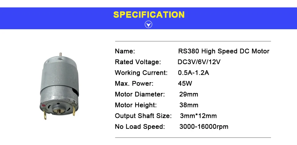 LUPULLEY RS380 высокоскоростной двигатель постоянного тока DC3V/6 в/9 В Электрический Шпиндельный двигатель с большим крутящим моментом 3000-16000 об/мин для электрической игрушки