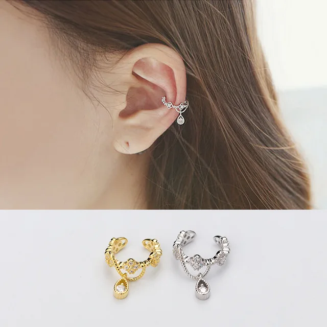 Miestilo No Piercing Jewelry S925 Sterling Silver Cartilage Flower Miestilo No Piercing Jewelry S925 Sterling Silver Cartilage Flower Ear Cuff Earrings