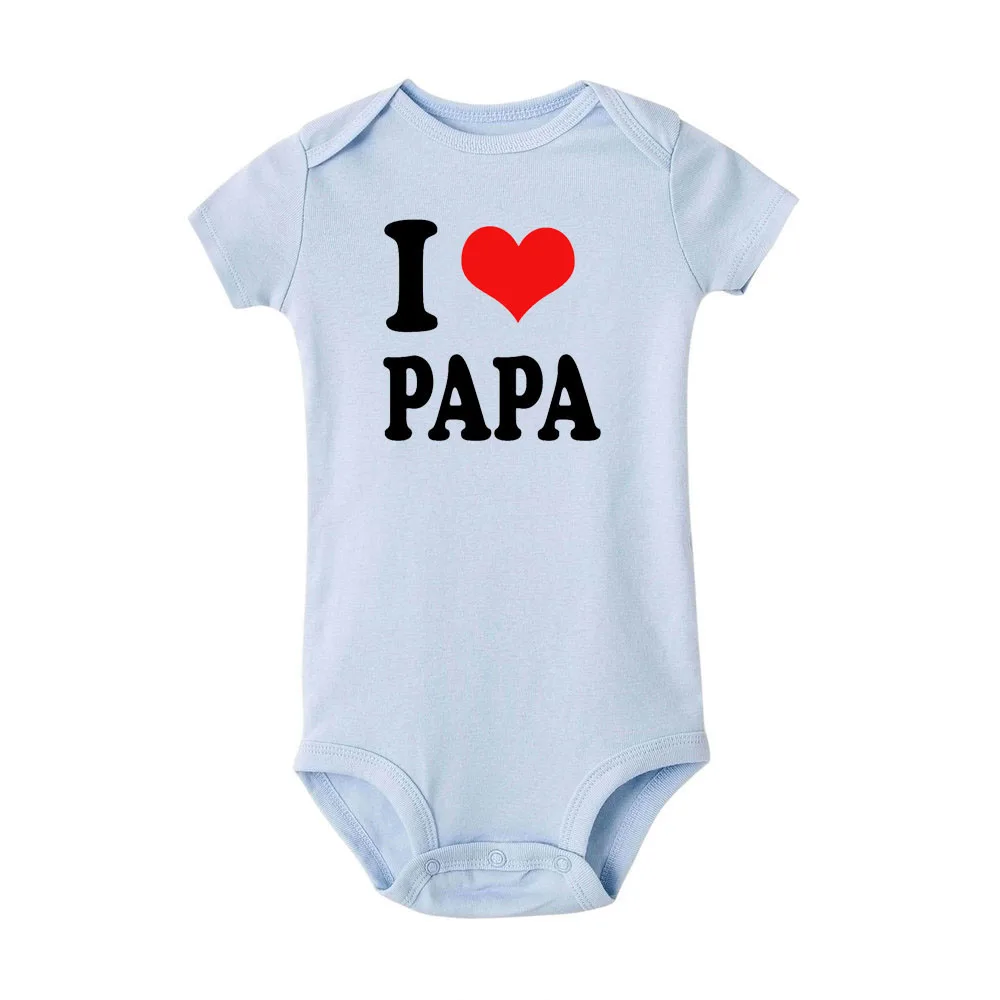 Боди для малышей с надписью «I Love Mama and I Love Papa»; комбинезон для близнецов; одежда для малышей; белая одежда; мягкая хлопковая летняя одежда для малышей - Цвет: RA12-SRPLB-