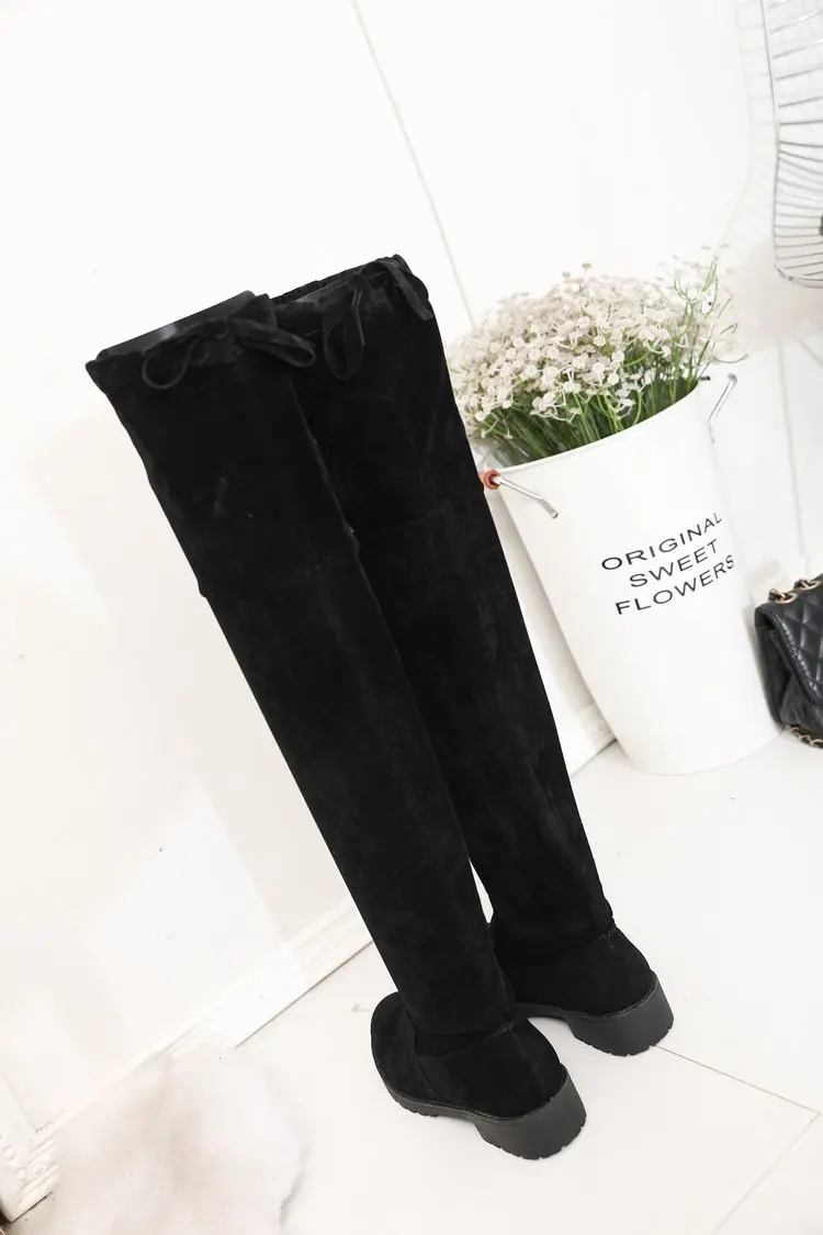 black long overknee boots women shoes woman botines mujer black booties ladies shoe knee high boot