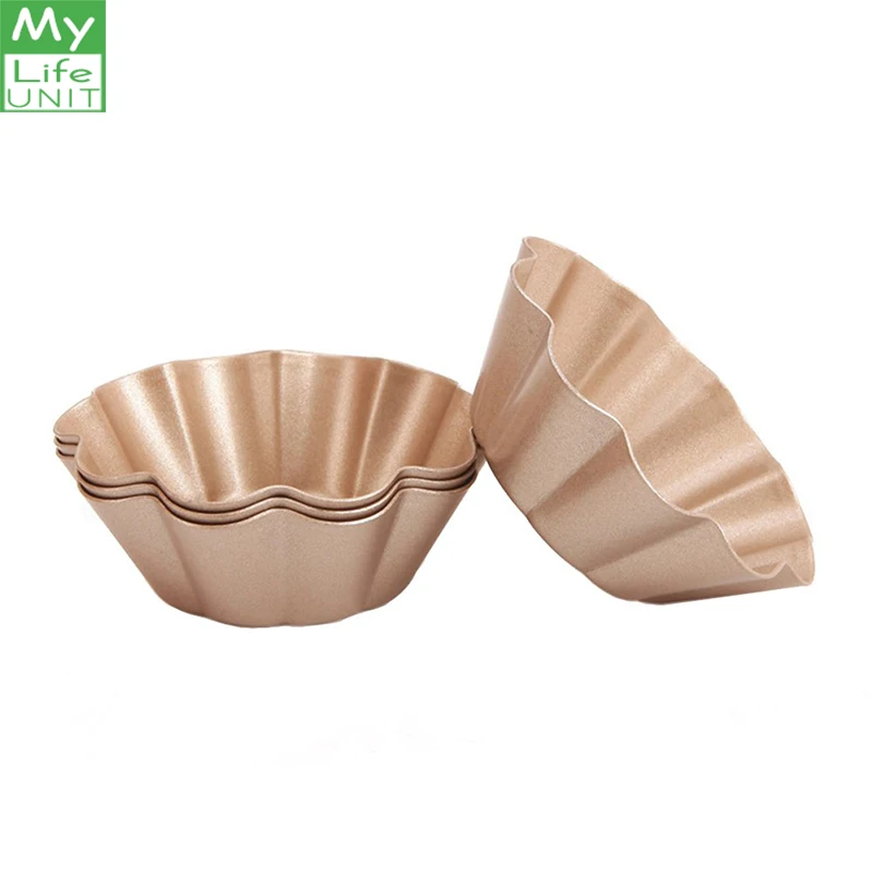 

MYLIFEUNIT 3 inch Non-Stick Carbon Steel Egg Tart Mold Mini Fluted Tart Pan Wavy stripes Pie Tin Pan Baking mold tool