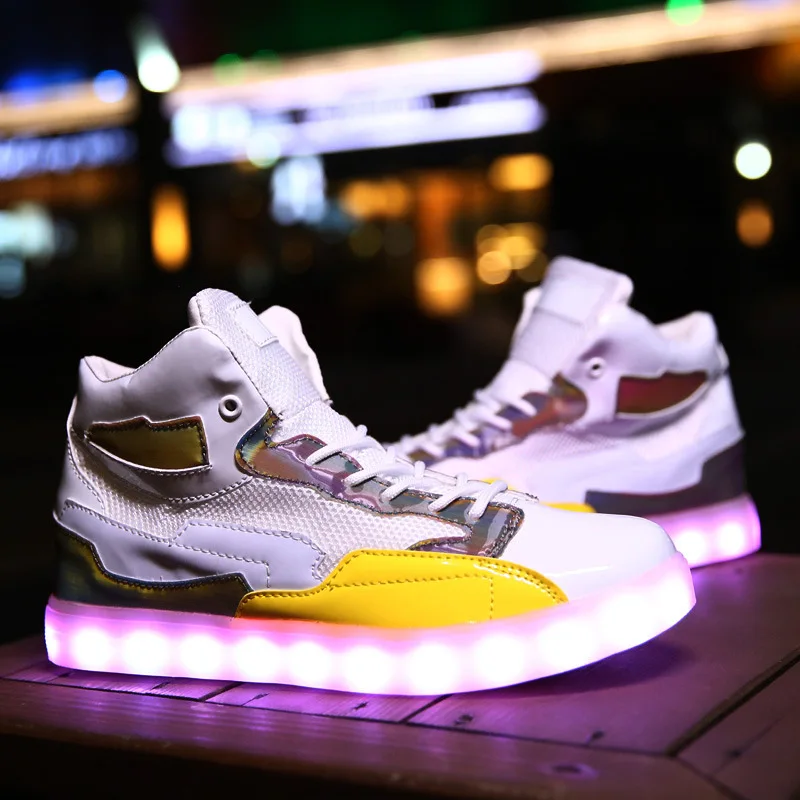 ФОТО Unisex Led Light Up Shoes 2017 Spring Fashion Glow Tenis Zapatos Casuales Led Luminous Lace-up Canvas Sale Schoenen Met Licht