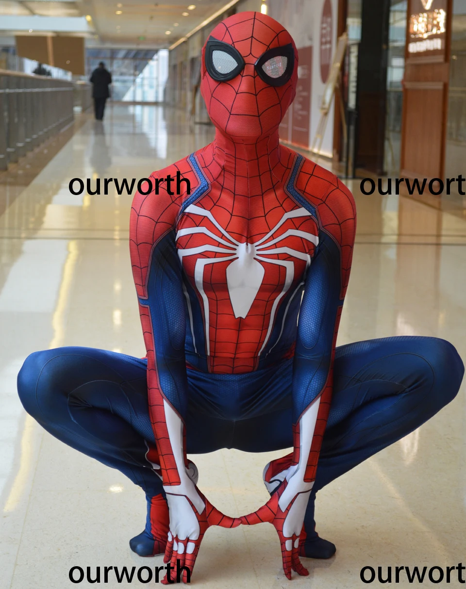 

PS4 insomniac Spiderman Costume Spandex halloween spiderman superhero Cosplay Costume for kids/children/adult In Stock