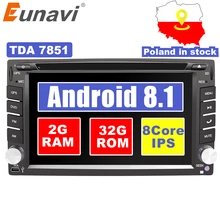 Eunavi Octa 8 Core Universale 2Din Android 8.1 Autoradio Multimediale per Auto Lettore Dvd Radio Stereo Gps Navi + wifi + bluetooth In Dash