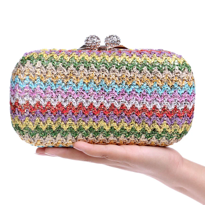 2018 Women Evening Bags Colorful Small Day Clutches Knitted Party Clutch Bag Wedding Purse Brand ...