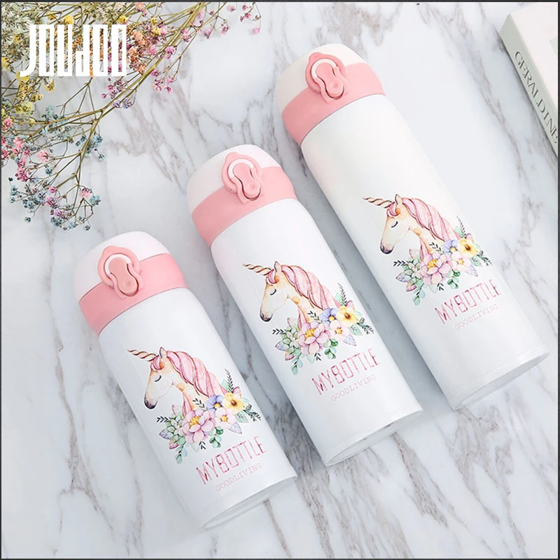 

JOUDOO Travel Mugs Coffee Tea Vacuum flask Thermal Cup Bottle Bouncing Cover Thermocup kids Thermos 35