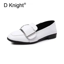 Новые модные женские лоферы на ремешке с металлической пряжкой; женская повседневная обувь на плоской подошве без застежки; большие размеры 34-43; школьная обувь на плоской подошве для девочек