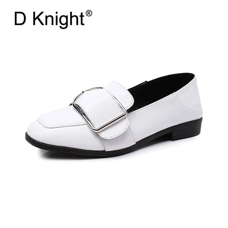 buckle strap casual flats loafers