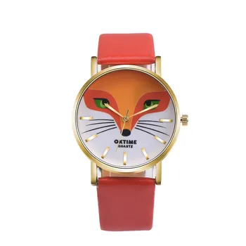 

2018 NEWS Watch Ladies White Retro Cartoon Fox Design Leather Band Analog Alloy Quartz Wrist Watch 11.01