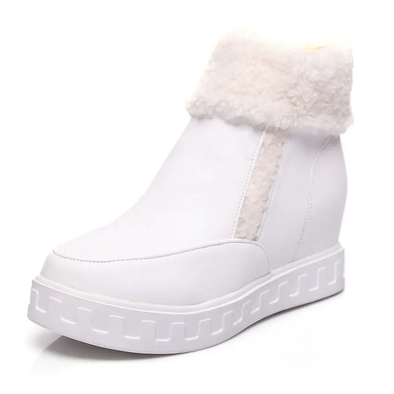 

hot sale round toe cozy leisure snow boots platform zip shoes women increasing thick fur fashion warm student shoes dxj1611