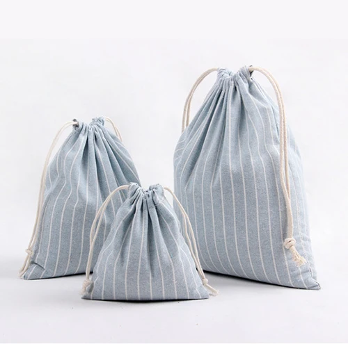 Розовый дневник простой полосатый карман хлопчатобумажная сумка для путешествий Одежда мешок для путешествий портативный Drawstring Карманный сумка-Органайзер - Цвет: 3Light blue