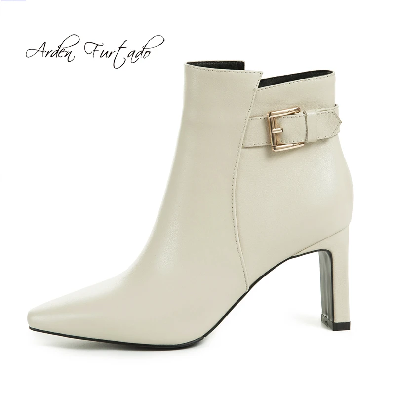

Arden Furtado Summer Fashion Women's Shoes Pointed Toe Chunky Heels Zipper Sexy Elegant Ladies Boots burgundy ankle Boots