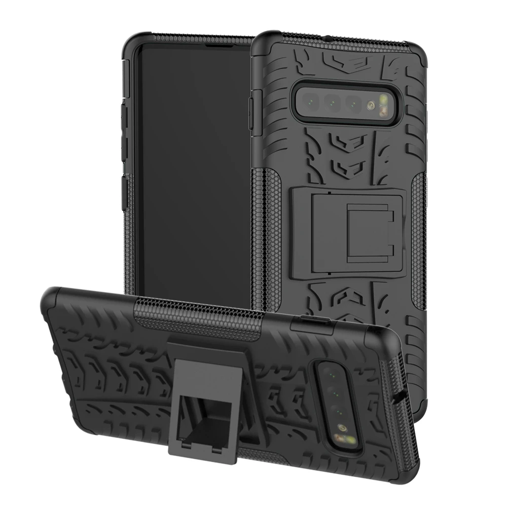 

For Samsung Galaxy S10 S9 S8 Plus S10E S10 Lite Core Case Hard Plastic Soft Silicone Hybrid Armor Stand PC + TPU Phone Cover