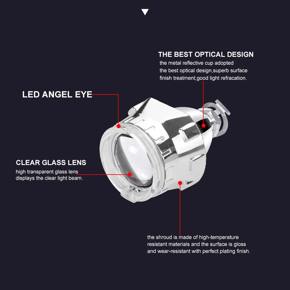 2,5 дюймовые линзы проектора bi xenon с серебристой черной маской, светодиодные ангельские глазки для H7 H4, фары с разъемом H1 HID лампы LHD/RHD