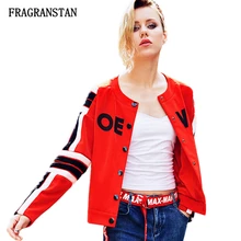 Женское весенне-осеннее Новое повседневное свободное красное пальто с круглым вырезом Женская модная куртка с длинным рукавом хит цвета индивидуальная верхняя одежда с надписями Q358