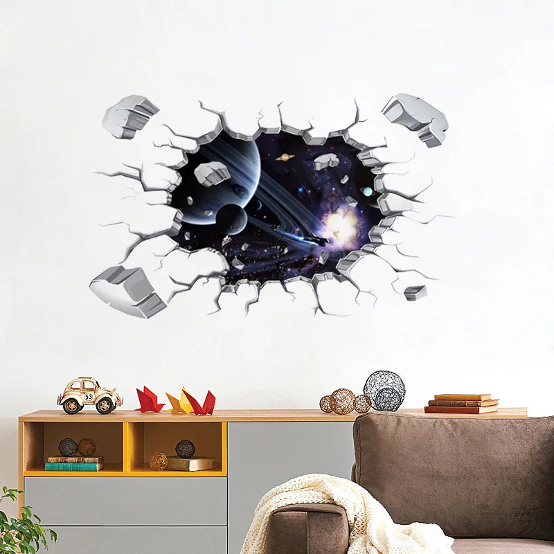 Креативная 3D кирпичная стена Вселенная Космос галактика Наклейка на стену домашний декор спальня потолок крыша художественная Фреска водонепроницаемый пол наклейки на стены