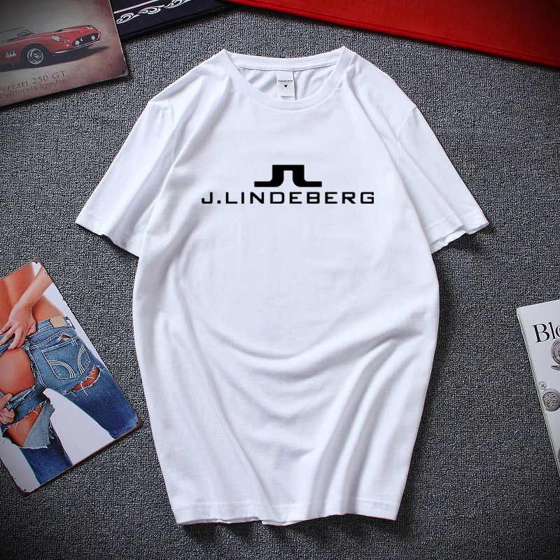 Новая Винтажная футболка с логотипом J Lindeberg Golfer,, хлопок, XS-2XL, футболка с коротким рукавом, Мужская комическая рубашка