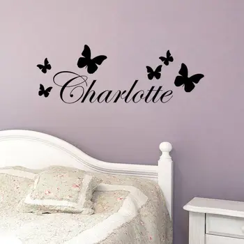 

Custom Any Name Butterfly Art Wall Decal Vinyl Wall Sticker Free Shipping Kids Room Art Decorative Wall Mural Y-579