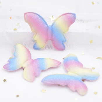 

8Pcs 52mm Glitter Powders Iridescence Appliques Kawaii Butterfly Padded Patches for DIY Girls Clothes Headwear Clips Decor S37