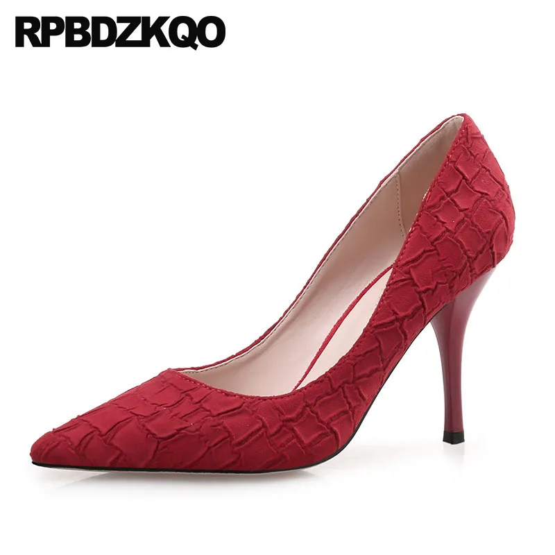 

Gray Canvas Shoes Women High Heels Size 4 34 Pumps Party Red Medium Pointed Toe Snake Fashion 8cm 2018 Scarpin Special Snakeskin