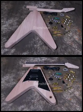 

Starshine Electric Guitar Kits DK-UFY Standard Style Mahogany Body DIY Guitar Gold Hardware