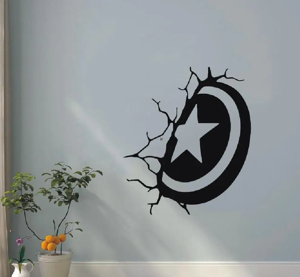 

Wall Decal Captain America Shield Vinyl Wall Sticker Marvel Comics Interior House decoration Kids Removable Home Art Decor WW-82