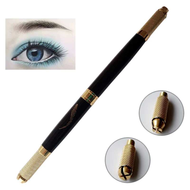 

Microblading Pen Manual Tattoo Machine Needle Blade Permanent Makeup 3D Embroidered Double Head Eyebrow Lips Tebori Munsu