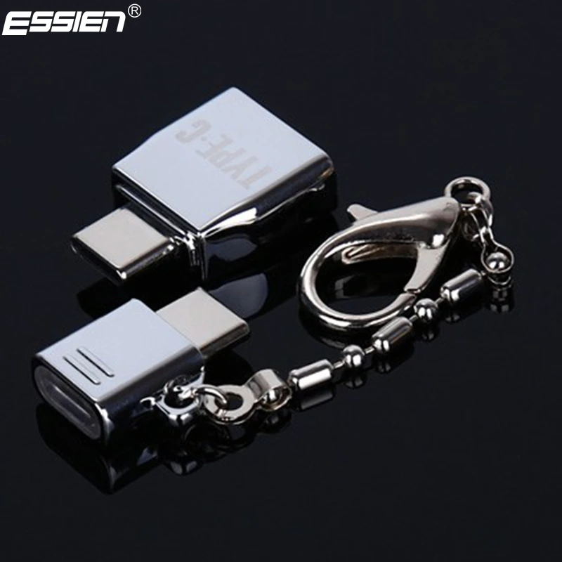 

Metal Key chain Type-C OTG Adapter Kits Micro USB To Type C & USB To Type-C Converter Data Sync Charging Adapter For Samsung S9