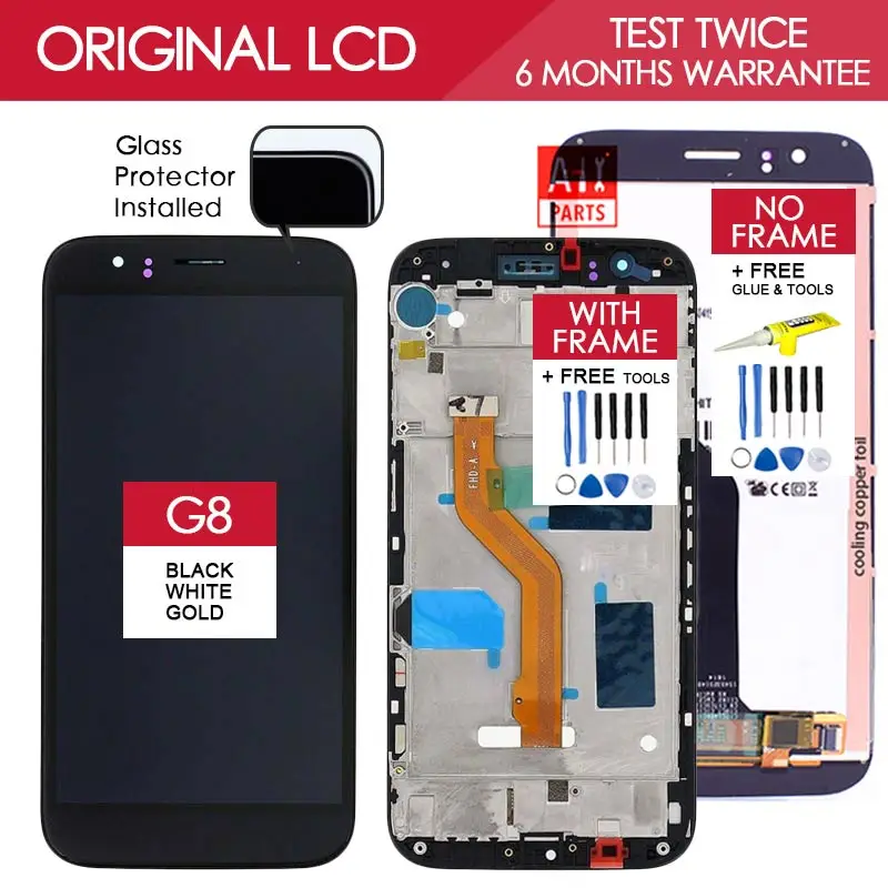 

100% Tested Original 5.5 inch 1920x1080 TFT Display For HUAWEI Ascend G8 LCD Touch Screen with Frame GX8 RIO-L02 RIO-L03