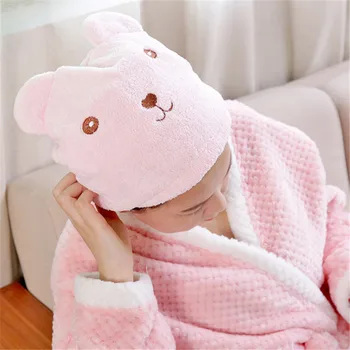 

Lovely Hair Dry Hat Bath Towel Strong Absorbing Drying Shower Caps Bath Shower Hair Cover Bathing Cap Elastic Band Shower Cap