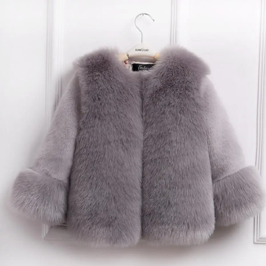 Зимние детские пальто с искусственным мехом толстые теплые меховые куртки в стиле пэчворк для мальчиков и девочек, парки детская одежда с длинными рукавами верхняя одежда Y06 - Цвет: grey