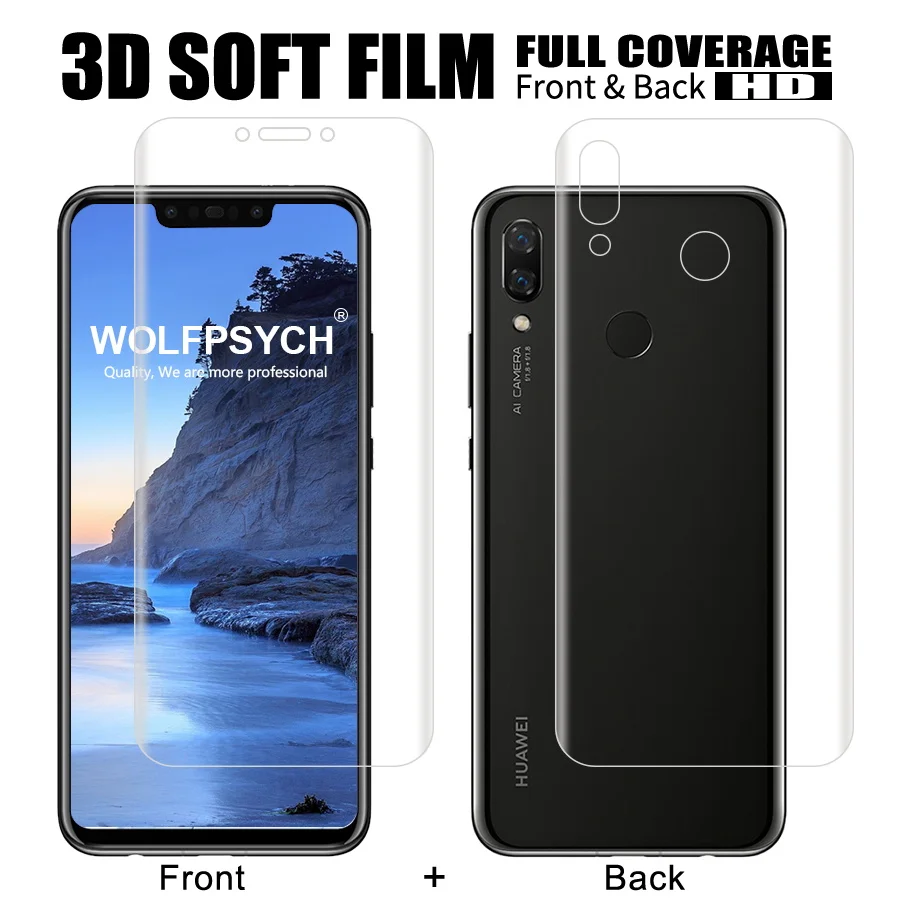 

Front + Back Soft Film For Huawei P Smart Plus Screen Full Cover Protector For Nova 3 3i Silicone Hydrogel Sticker