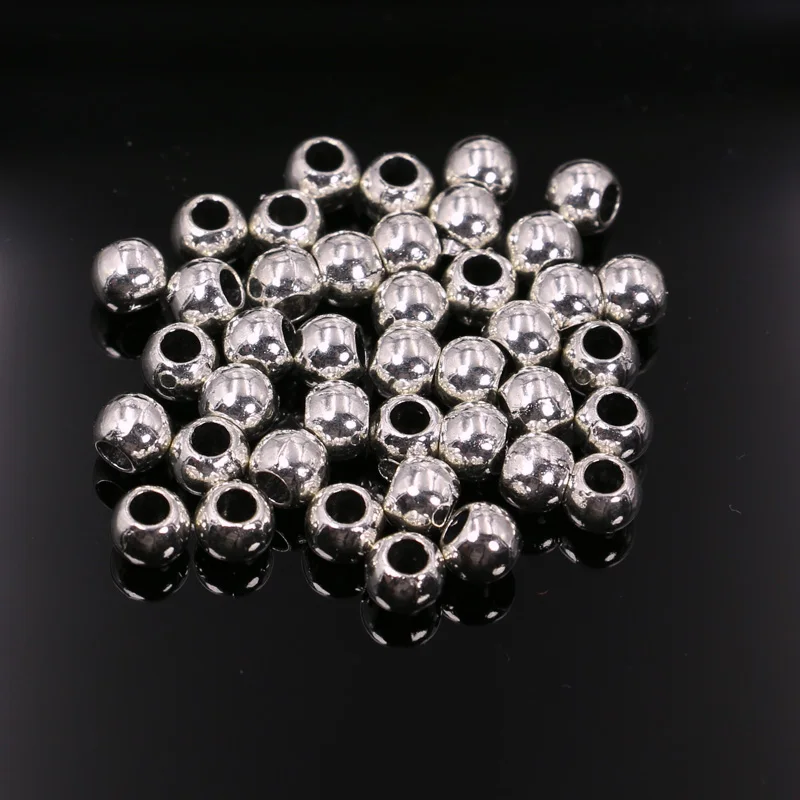 

30pcs Antique Silver Plated Round Spacer Beads fit Bracelet Necklace Loose Beads Jewelry Making DIY Handmade Craft 6mm