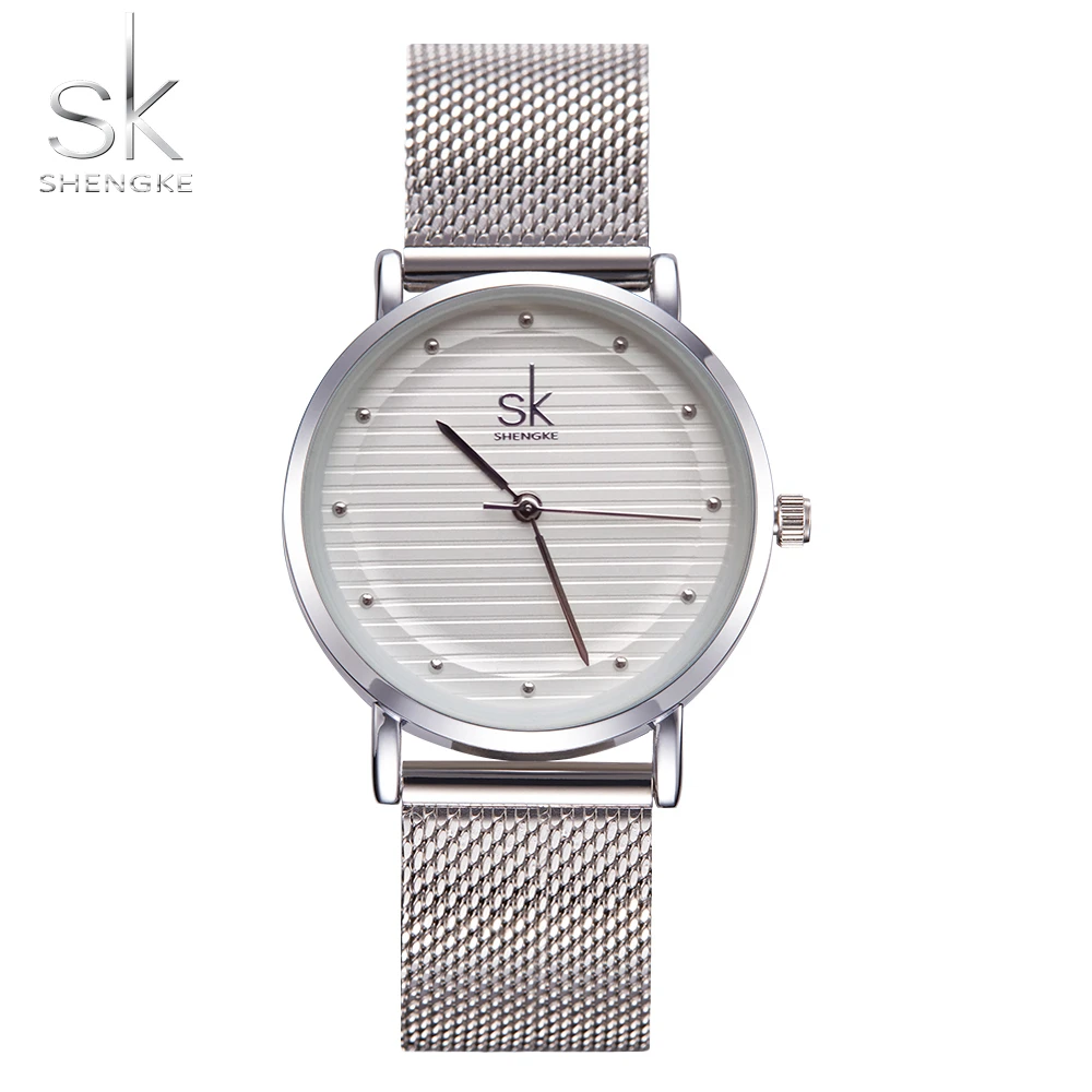 

Shengke Brand Fashion Quartz Wristwatches Women Stainless Steel Band Women Dress Watches Ladies Rhinestone Feminino New SK