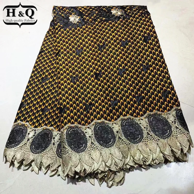 H& Q высокое качество африканская восковая Кружевная Ткань 6 ярдов/шт принты ткань с вышивкой нигерийский гипюр воск кружева для платья женщин