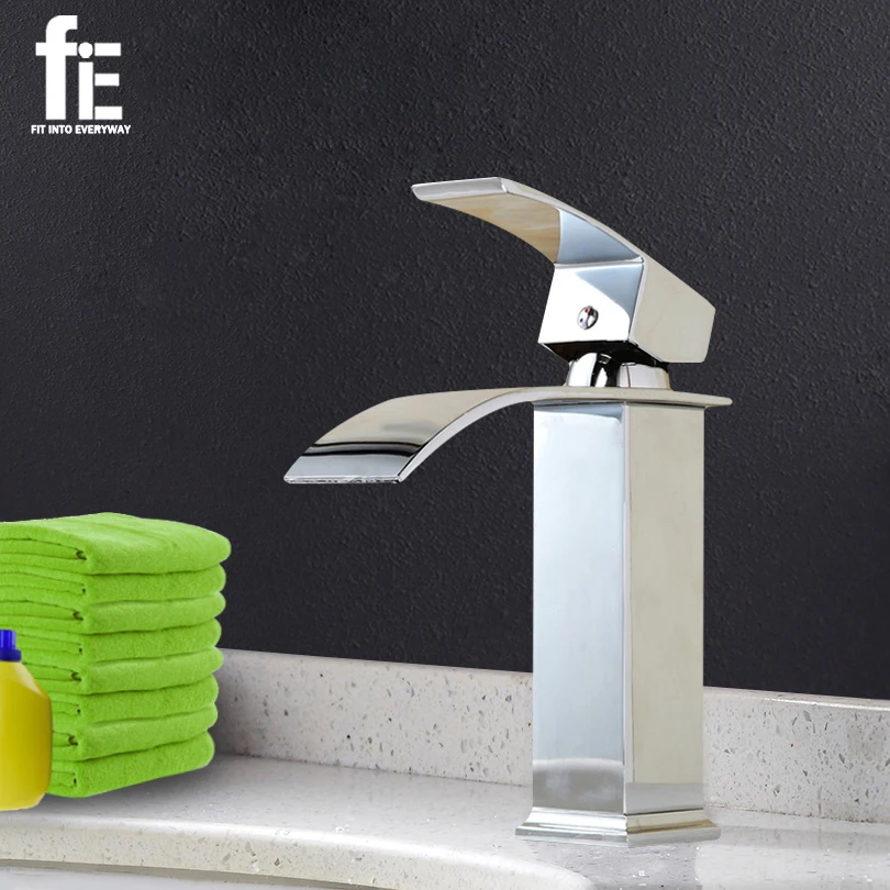 التعبير عن عدم الرضا مصقول كروم النحاس شلال حمام حوض صنبور مربع الغرور بالوعة خلاط صنبور