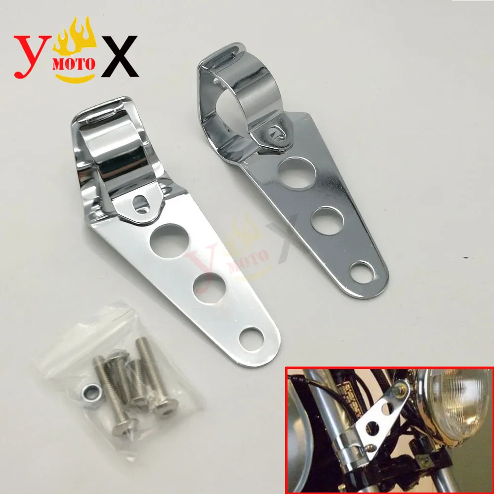 

Chrome 28-34MM Modified Bobber Chopper Cafe Racer Motorcycle Headlight Mount Bracket Fork Ear For Harley Honda Kawasaki Yamaha